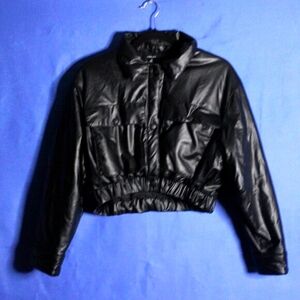 Labijou Shiny Cropped Puffer Jacket Black Small